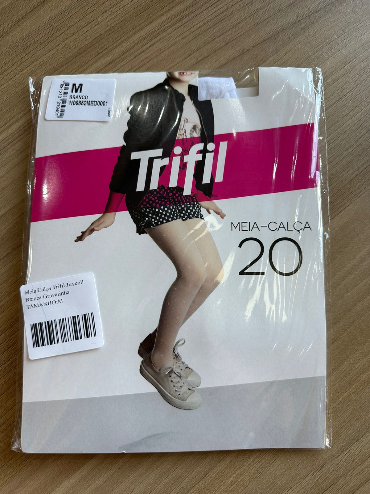 Meia Calça Fio 20 Trifil Juvenil Branca Gravatinha (MEIACLCTFILJVNBRNCGRT)