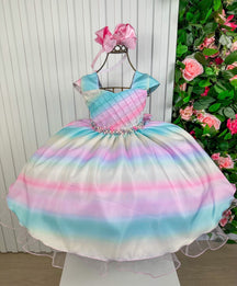 Vestido Infantil Giovanella/Giovanela Colorido - Arco Iris - Leveza e Elegância para Meninas | Bebeloo Kids
