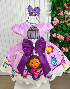 Vestido Infantil Tematicos Luxo A Casa Magica da Gabby (VESTINFTMTLXCMGCDGBB)