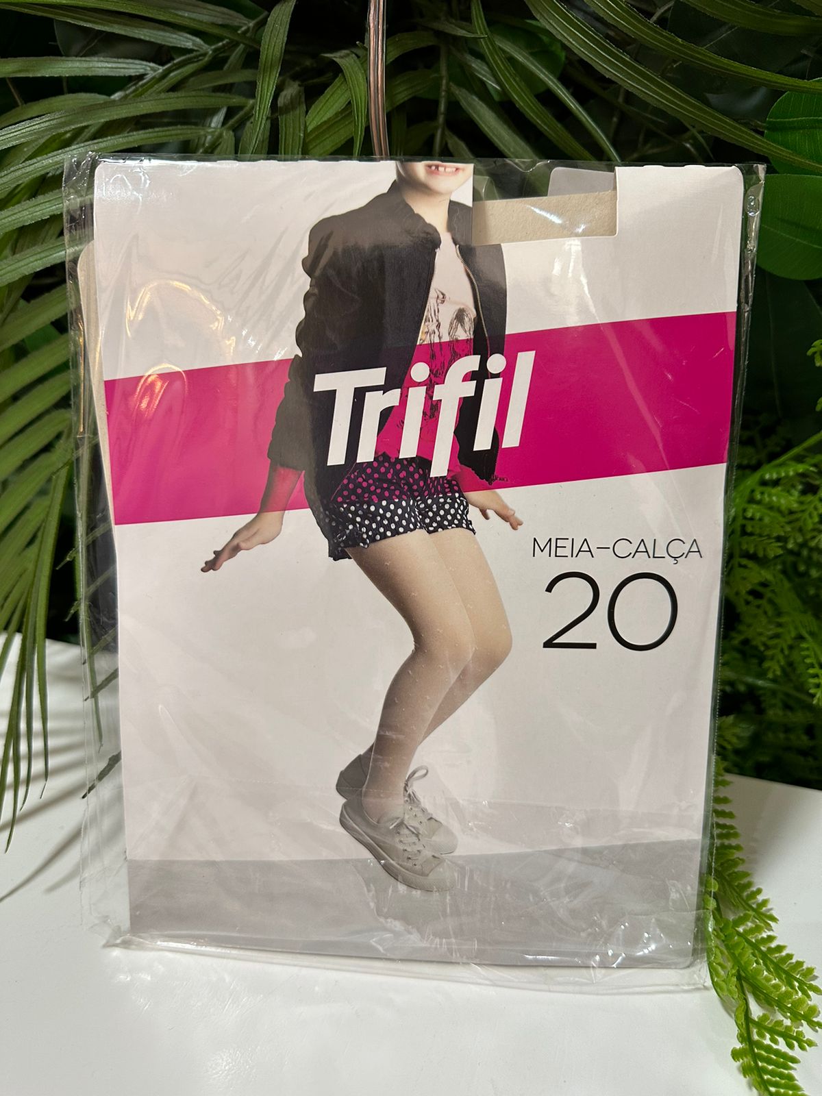 Meia Calça Fio 20 Trifil Juvenil Rosa Gravatinha (MEIACLCTFLJVNRSGRT)