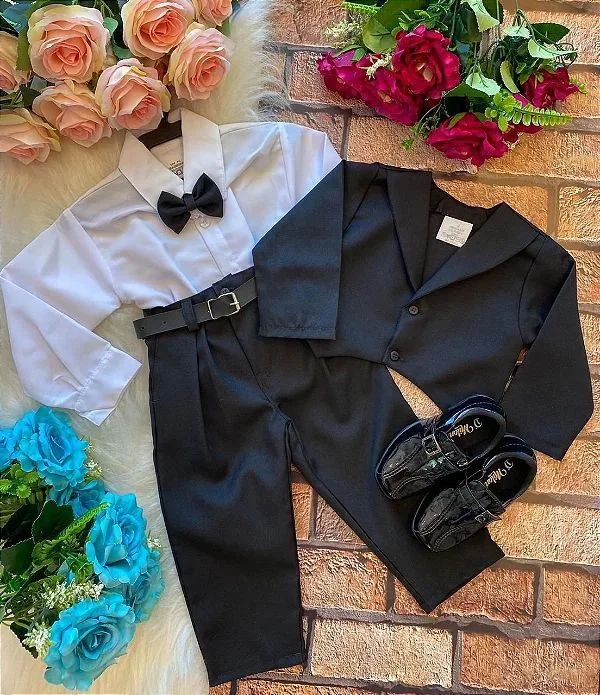 Conjunto Social Miss Cherry Meninos Terno Hugo Preto (CNJTSCLMSSCHRMNNTERNPRT)