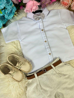 Conjunto Miss Cherry Social Linho Shorts Xadrez Heitor - Conforto e Estilo para o Dia a Dia | Bebeloo Kids