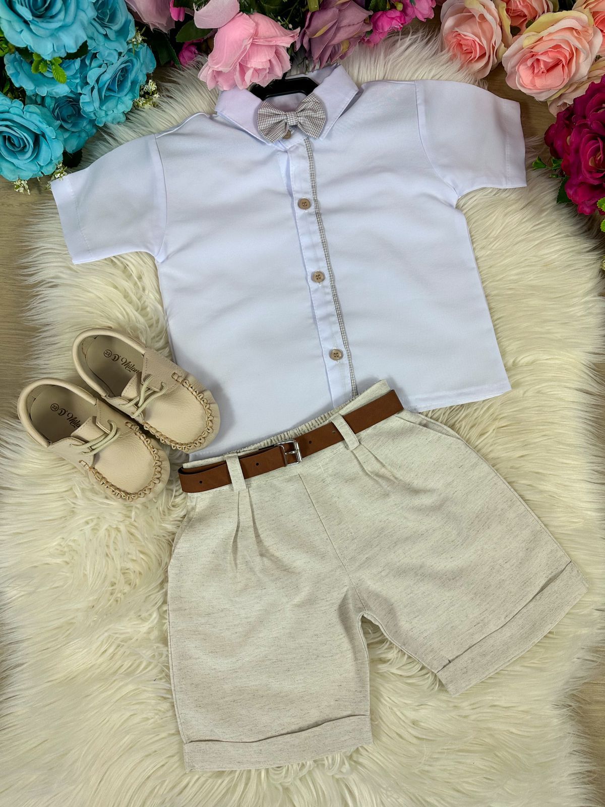 Conjunto Miss Cherry Social Linho Shorts Xadrez Heitor - Conforto e Estilo para o Dia a Dia | Bebeloo Kids