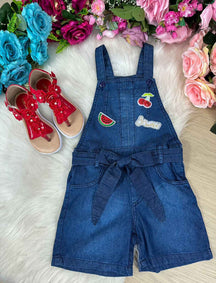Jardineira Princesa Bebeloo Kids Jeans Frutinhas | Bebeloo Kids