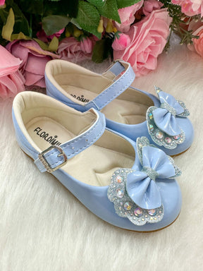 Sapatilha Flor Di MIla Baby Azul Bebe Lacinho Strass | Bebeloo Kids