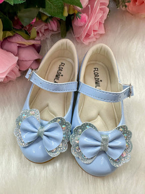 Sapatilha Flor Di MIla Baby Azul Bebe Lacinho Strass - Diversão e Encanto para Brincar | Bebeloo Kids
