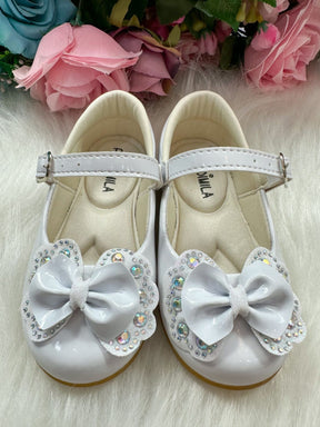 Sapatilha Flor Di MIla Baby Branco Lacinho Strass - Diversão e Encanto para Brincar | Bebeloo Kids