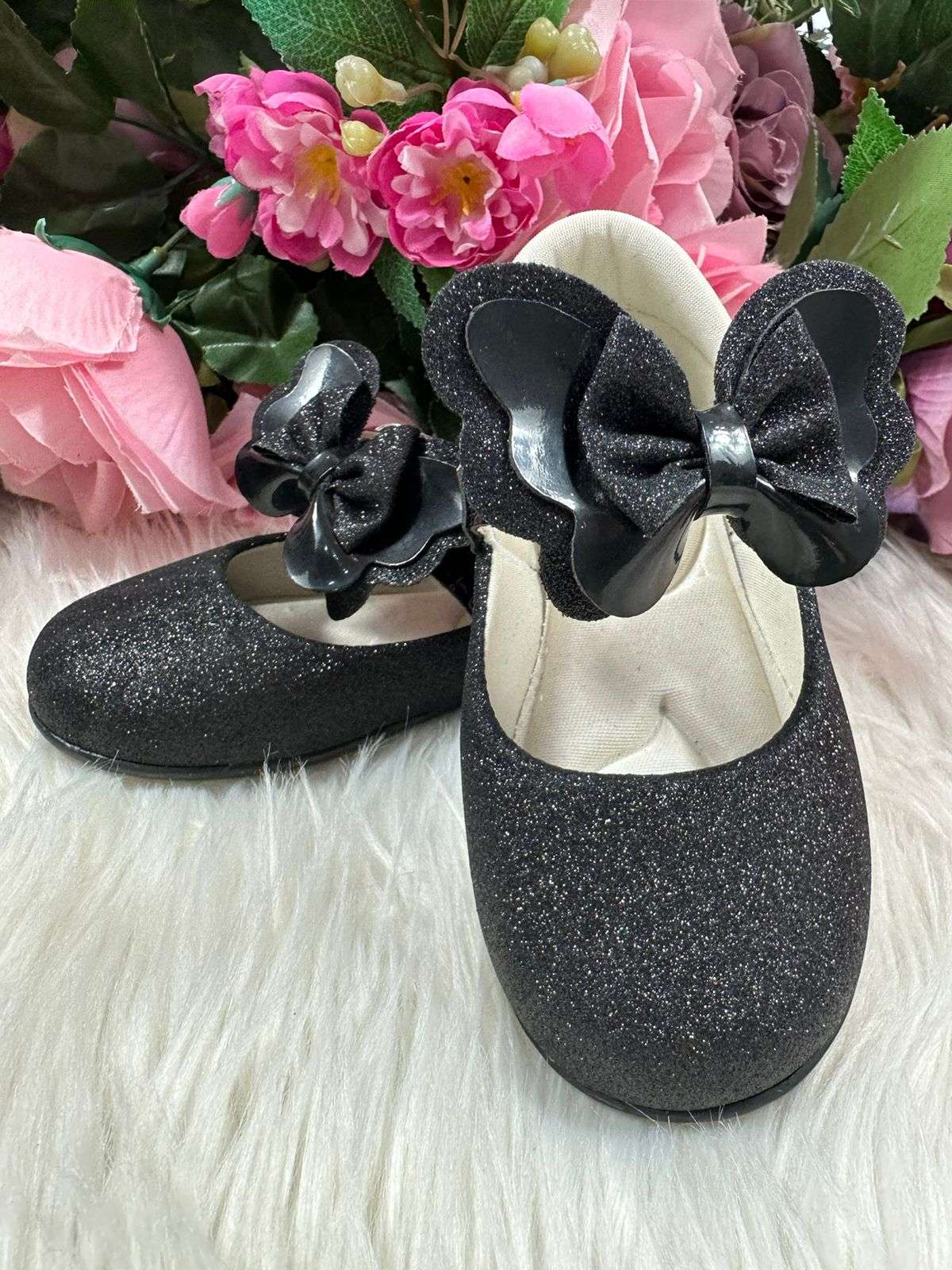 Sapatilha Flor Di MIla Baby Preto Gliter | Bebeloo Kids