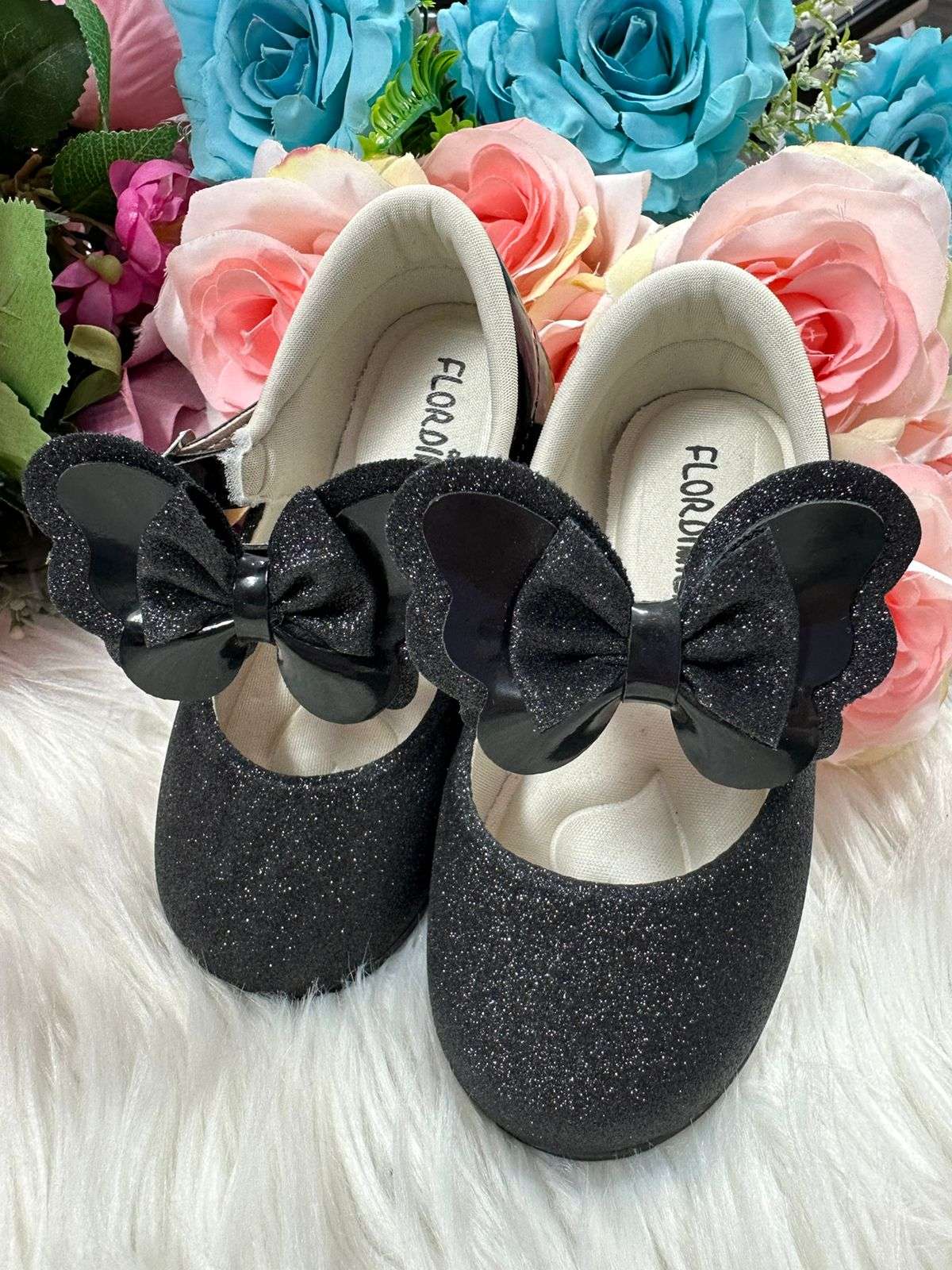 Sapatilha Flor Di MIla Baby Preto Gliter - Diversão e Encanto para Brincar | Bebeloo Kids