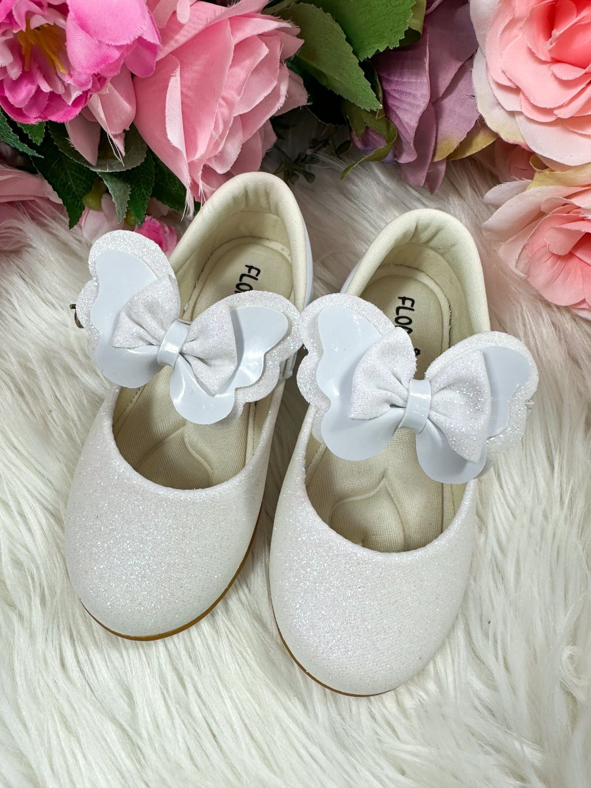 Sapatilha Flor Di MIla Baby Branco Gliter - Diversão e Encanto para Brincar | Bebeloo Kids
