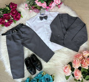 Conjunto Meninos Kanga Social Bruno Cinza Grafite Terno - Conforto e Estilo para o Dia a Dia | Bebeloo Kids