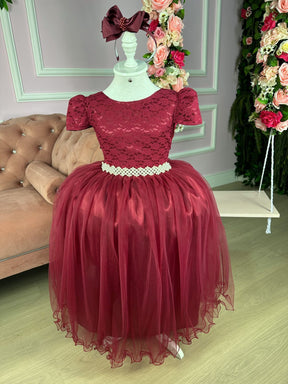 Vestido Enjoy Longo Laura Peito Rendado Marsala - Diversão e Encanto para Brincar | Bebeloo Kids
