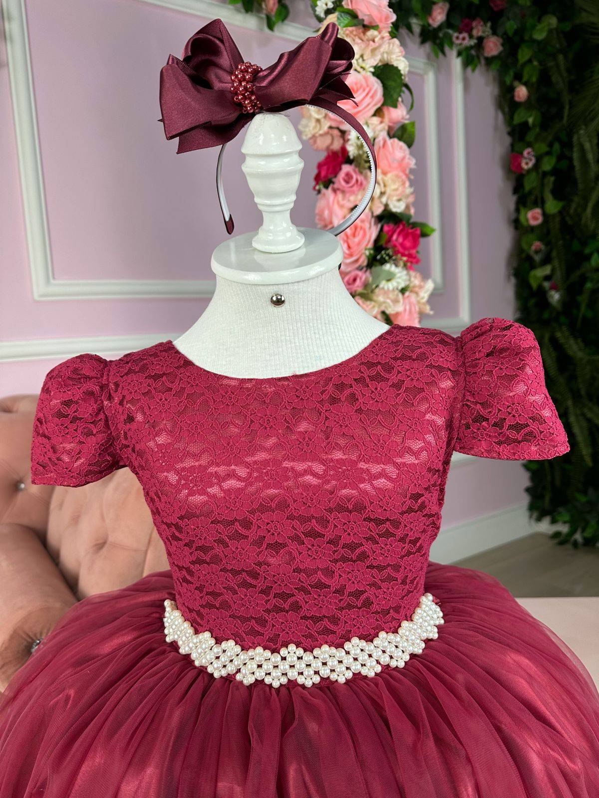 Vestido Enjoy Longo Laura Peito Rendado Marsala - Diversão e Encanto para Brincar | Bebeloo Kids