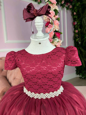 Vestido Enjoy Longo Laura Peito Rendado Marsala - Diversão e Encanto para Brincar | Bebeloo Kids