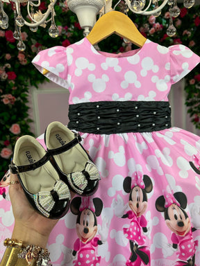 Vestido Tematico Luxo Minnie/Minie Rosa - Leveza e Elegância para Meninas | Bebeloo Kids