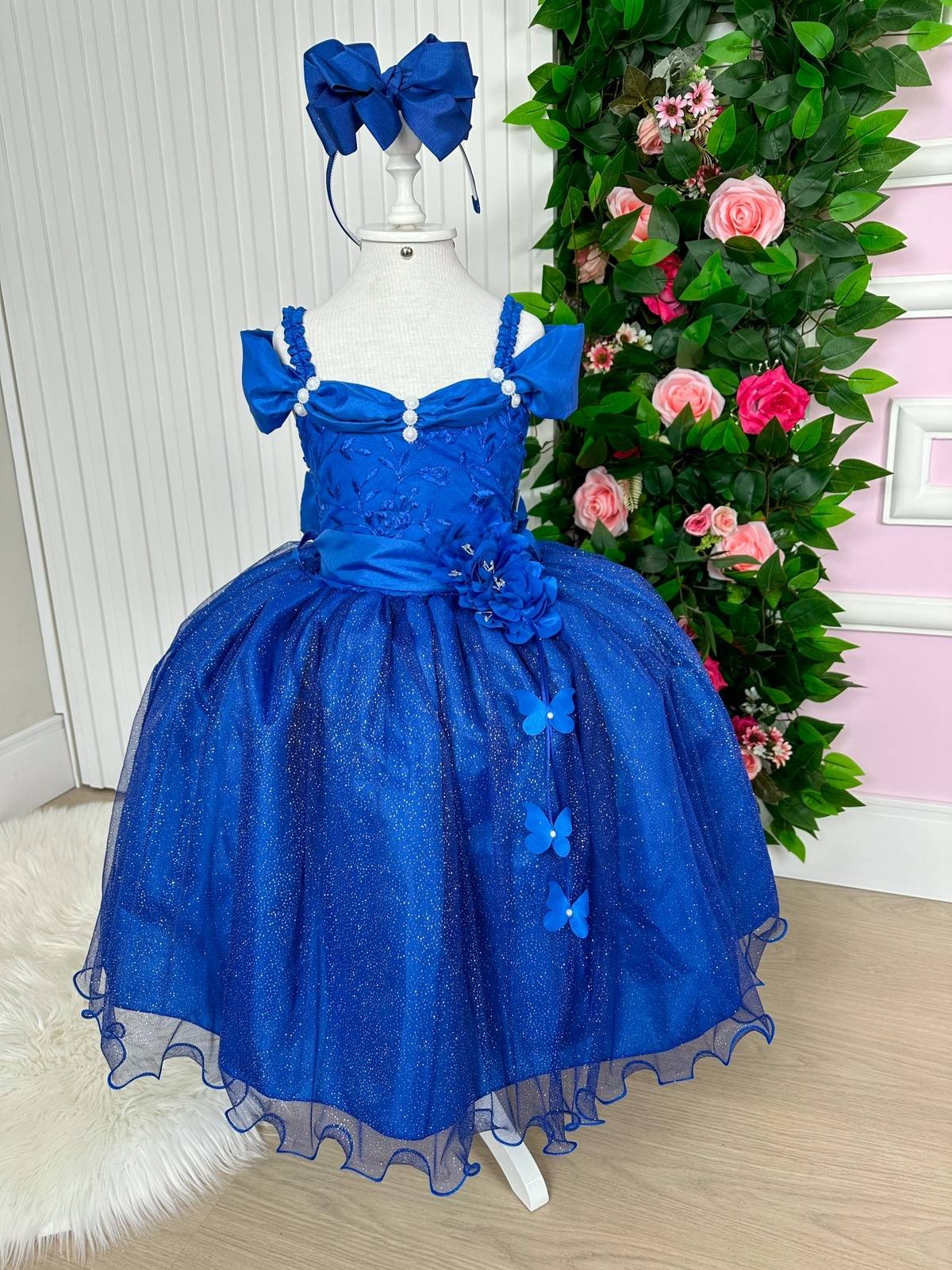 Vestido Marie Longo Manga Princesa Azul Royal - Leveza e Elegância para Meninas | Bebeloo Kids