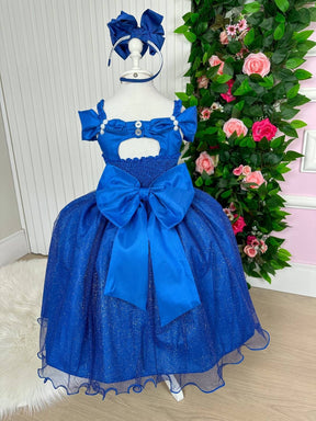Vestido Marie Longo Manga Princesa Azul Royal - Leveza e Elegância para Meninas | Bebeloo Kids