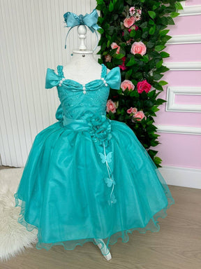 Vestido Marie Longo Manga Princesa Verde Tiffany - Leveza e Elegância para Meninas | Bebeloo Kids