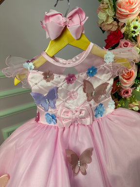 Vestido Marie Rosa Jardim Encantado Laço - Toque Delicado para Completar o Visual | Bebeloo Kids