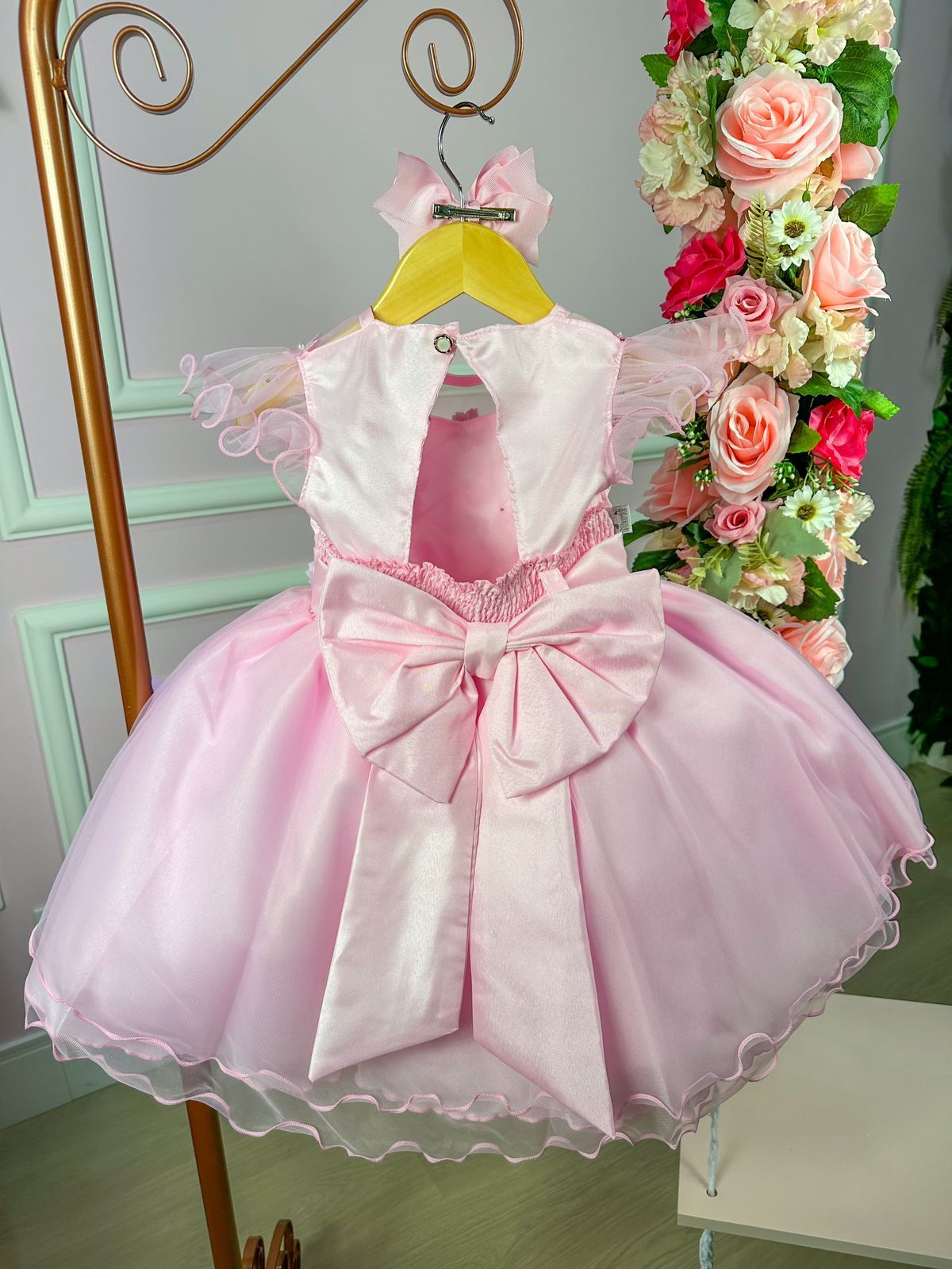 Vestido Marie Rosa Jardim Encantado Laço - Toque Delicado para Completar o Visual | Bebeloo Kids