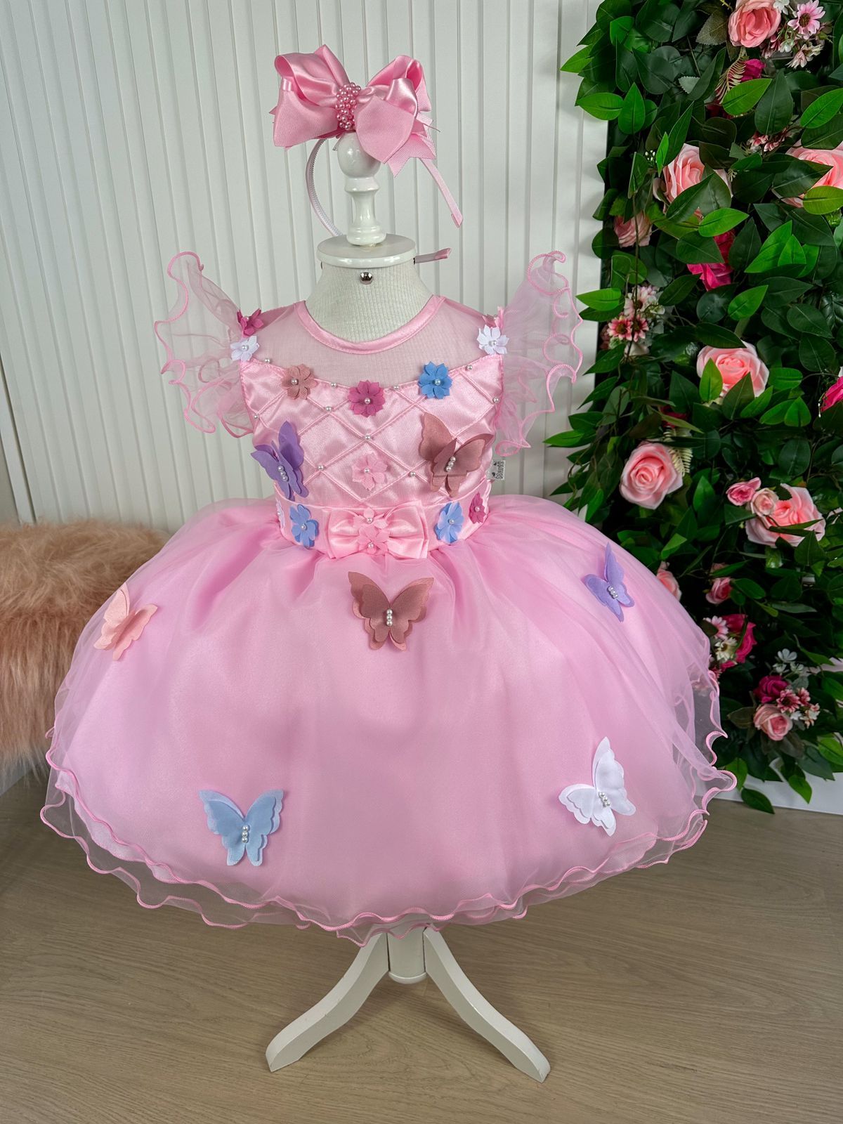 Vestido Marie Rosa Jardim Encantado Laço - Toque Delicado para Completar o Visual | Bebeloo Kids
