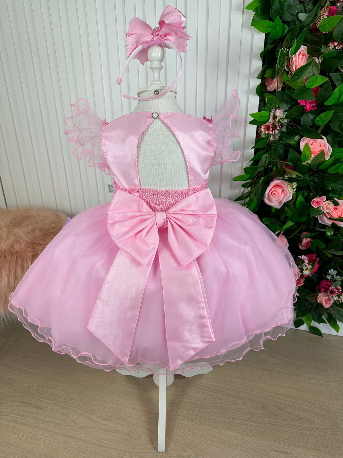 Vestido Marie Rosa Jardim Encantado Laço - Toque Delicado para Completar o Visual | Bebeloo Kids