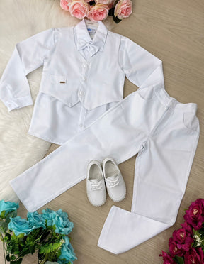 Conjunto Meninos Kanga Danilo Social Branco Colete - Estilo Delicado para o Dia a Dia | Bebeloo Kids