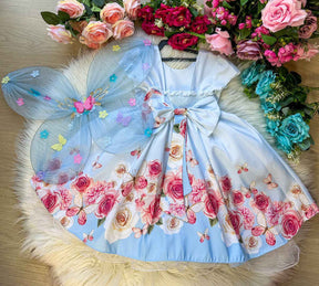 Vestido Giovanella /Giovanela Azul Bebe Borboletas - Leveza e Elegância para Meninas | Bebeloo Kids