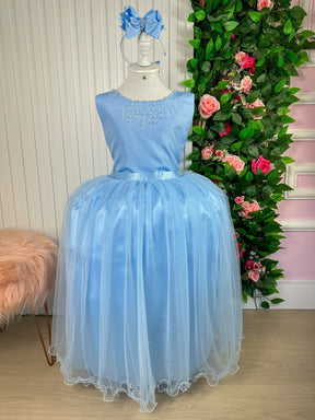 Vestido Enjoy Longo Regata Azul Bebe - Leveza e Elegância para Meninas | Bebeloo Kids