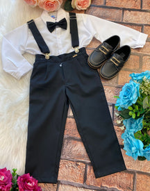 Conjunto Kanga Social Gustavo Preto Suspensorio - Estilo Delicado para o Dia a Dia | Bebeloo Kids