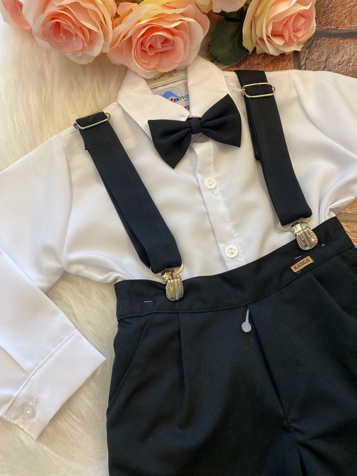 Conjunto Kanga Social Gustavo Preto Suspensorio - Estilo Delicado para o Dia a Dia | Bebeloo Kids