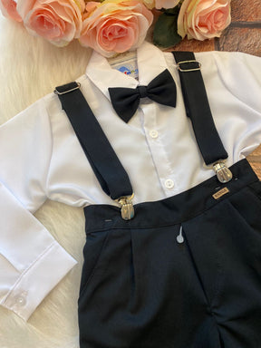 Conjunto Kanga Social Gustavo Preto Suspensorio - Estilo Delicado para o Dia a Dia | Bebeloo Kids