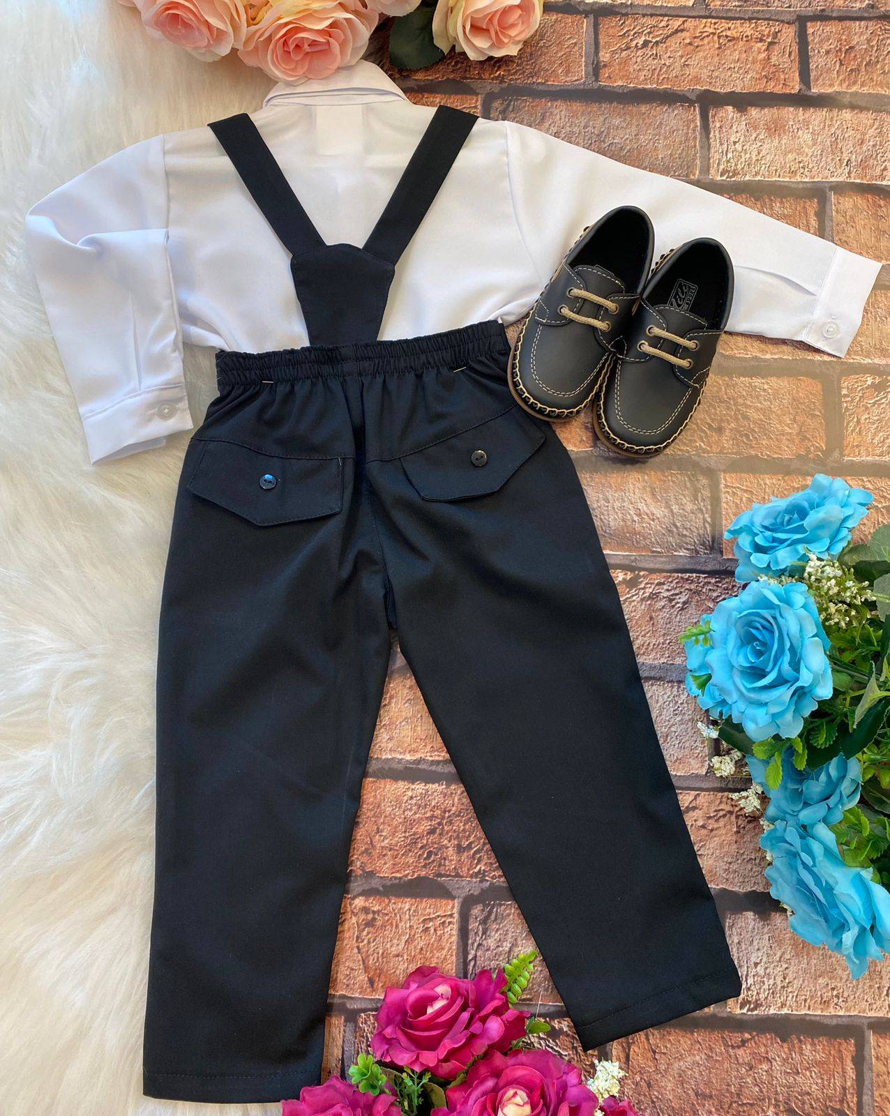 Conjunto Kanga Social Gustavo Preto Suspensorio - Estilo Delicado para o Dia a Dia | Bebeloo Kids