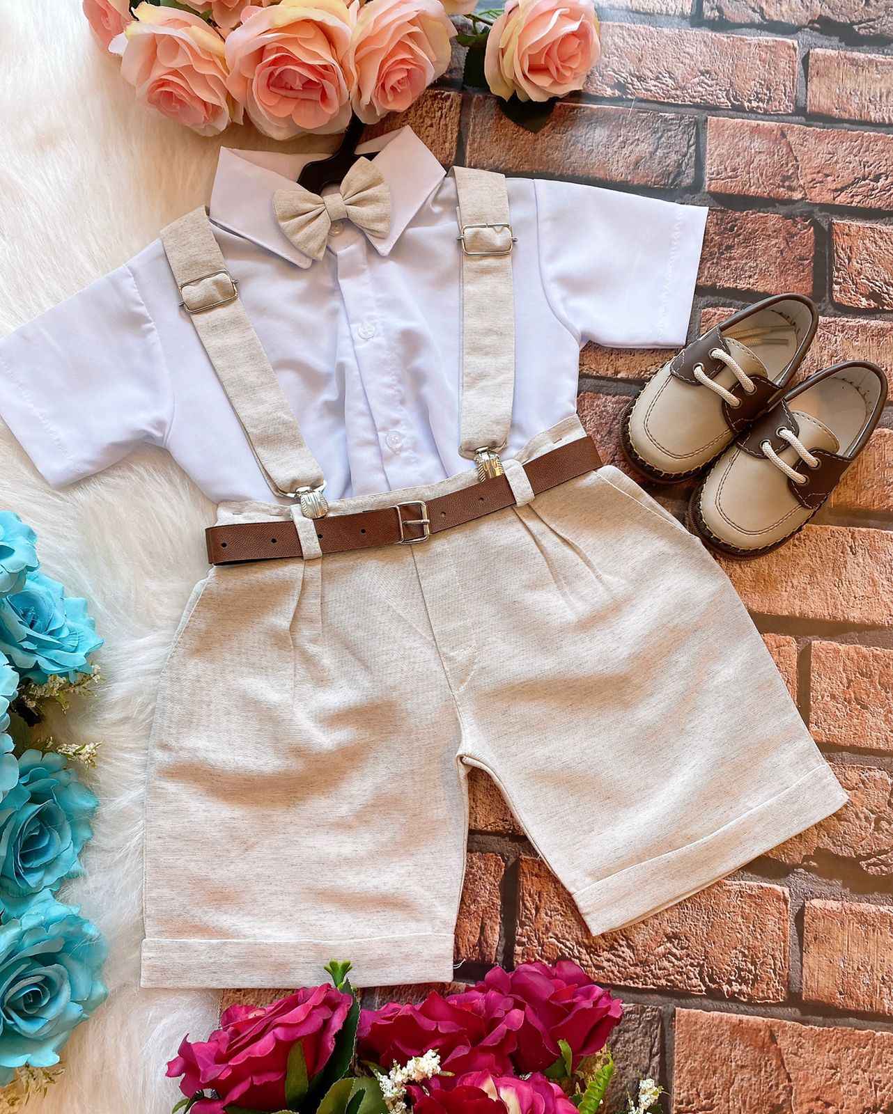 Conjunto Miss Cherry Social Linho Shorts Gustavo - Estilo Delicado para o Dia a Dia | Bebeloo Kids