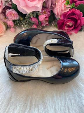 Sapatilha Flor di Mila Preto Perolas Luxo - Leveza e Charme para os Pezinhos | Bebeloo Kids