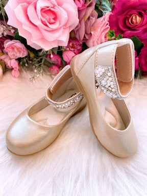 Sapatilha Flor di Mila Dourado "Perolas" Luxo - Leveza e Charme para os Pezinhos | Bebeloo Kids