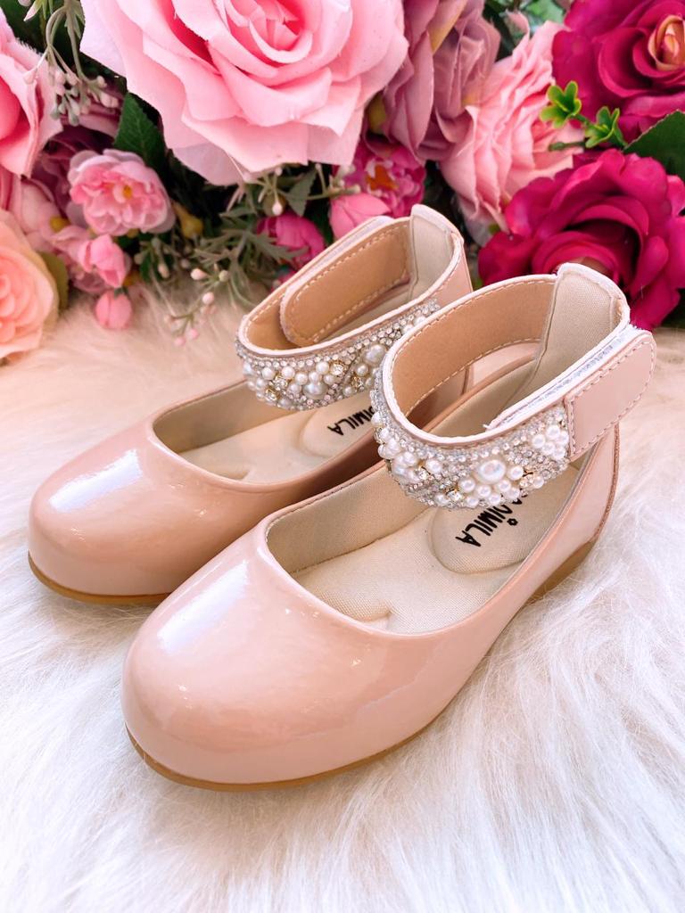 Sapatilha Flor di Mila Nude - Rose "Perolas" Luxo - Leveza e Charme para os Pezinhos | Bebeloo Kids