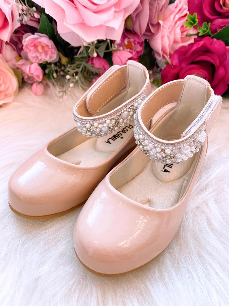 Sapatilha Flor di Mila Nude - Rose "Perolas" Luxo - Leveza e Charme para os Pezinhos | Bebeloo Kids