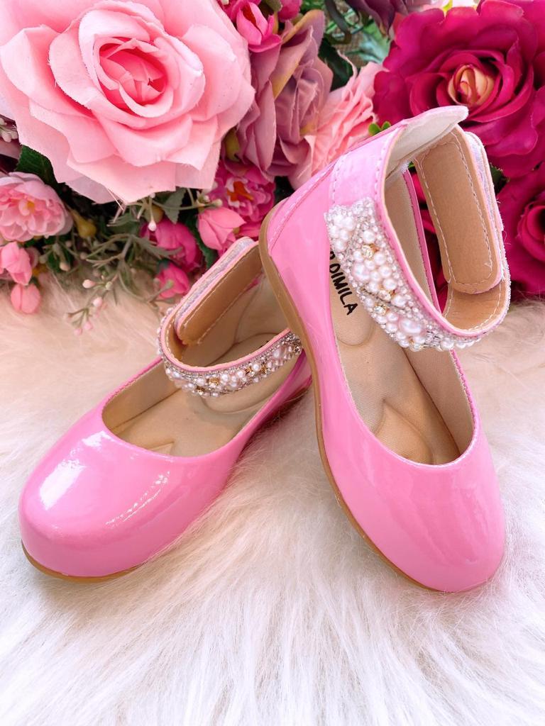 Sapatilha Flor di Mila Rosa Chiclete "Perolas" Luxo - Leveza e Charme para os Pezinhos | Bebeloo Kids