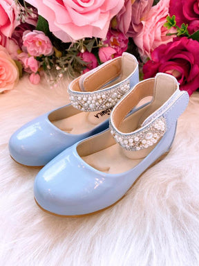 Sapatilha Flor di Mila Azul Bebê "Perolas" Luxo - Leveza e Charme para os Pezinhos | Bebeloo Kids