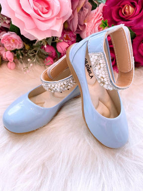 Sapatilha Flor di Mila Azul Bebê "Perolas" Luxo - Leveza e Charme para os Pezinhos | Bebeloo Kids