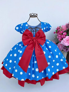 Vestido Infantil Menina Bonita Azul Galinha Pintadinha Poá - Leveza e Elegância para Meninas | Bebeloo Kids