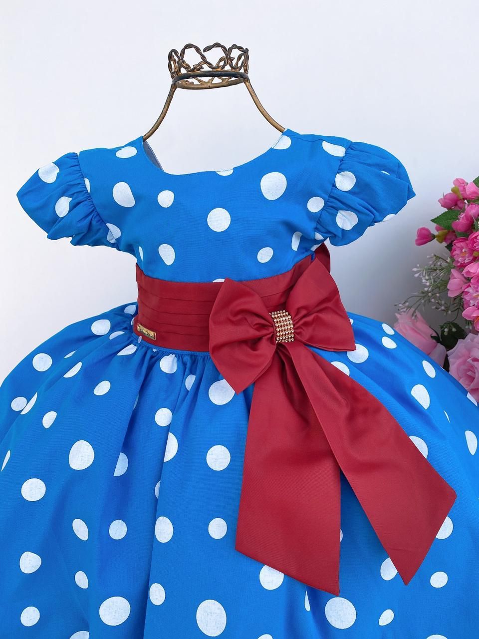 Vestido Infantil Menina Bonita Azul Galinha Pintadinha Poá - Leveza e Elegância para Meninas | Bebeloo Kids
