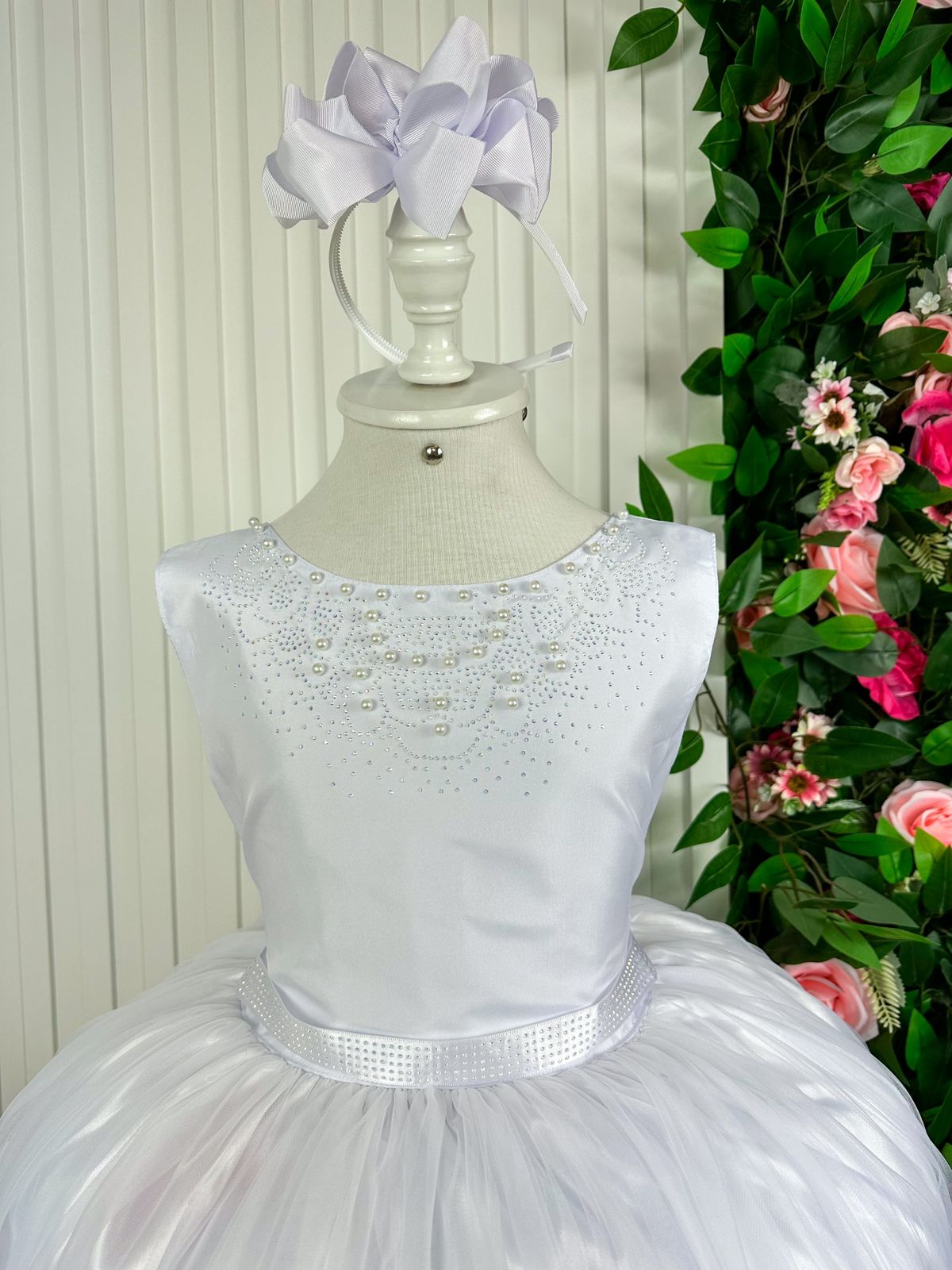 Vestido Infantil Enjoy Longo Regata Branco - Leveza e Elegância para Meninas | Bebeloo Kids