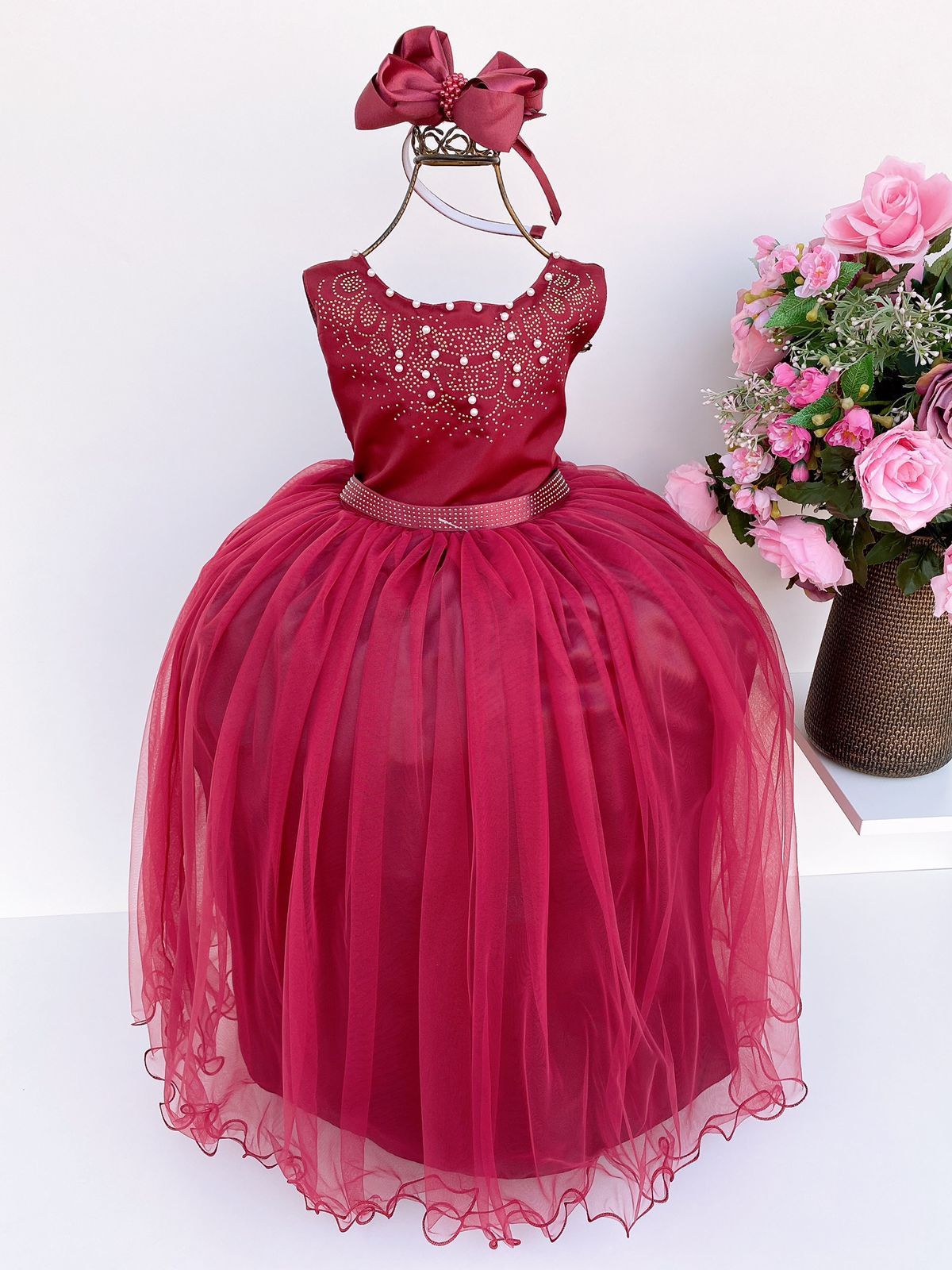 Vestido Infantil Enjoy Longo Regata Marsala - Leveza e Elegância para Meninas | Bebeloo Kids