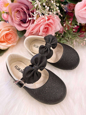 Sapatilha Flor Di Mila Preto Gliter
