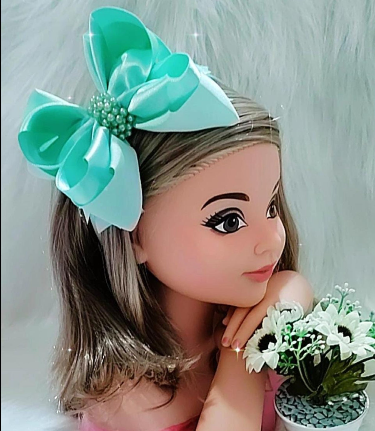 Tiara Verde Claro Laço Miolo de Perolas - Toque Delicado para Completar o Visual | Bebeloo Kids