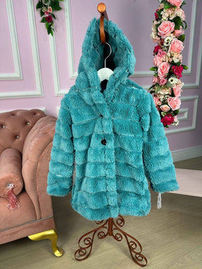 Casaco Peluciado Verde Jade Com Capuz - Aconchego e Estilo para os Pequenos | Bebeloo Kids