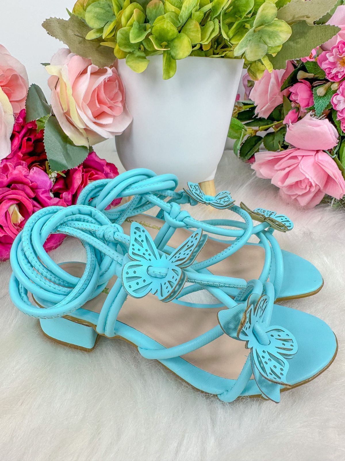 Sandalia Flor Di Mila Borboletas Azul de Amarrar - Qualidade e Cuidado para os Pequenos | Bebeloo Kids