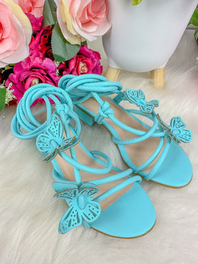 Sandalia Flor Di Mila Borboletas Azul de Amarrar - Qualidade e Cuidado para os Pequenos | Bebeloo Kids